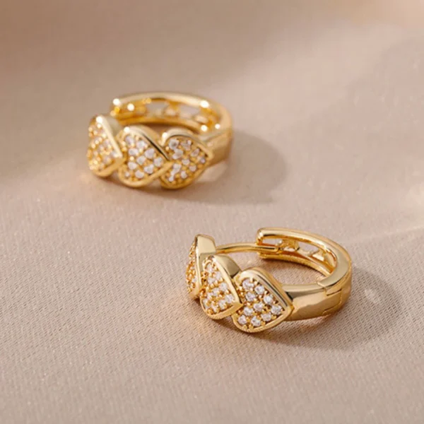 Gold Color Heart Hoop Earrings - Image 2