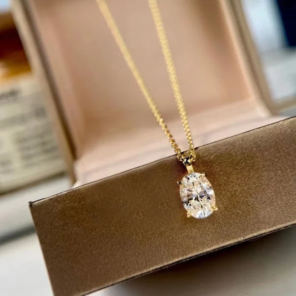 Oval Shape Zirconia Pendant Necklace - Image 3