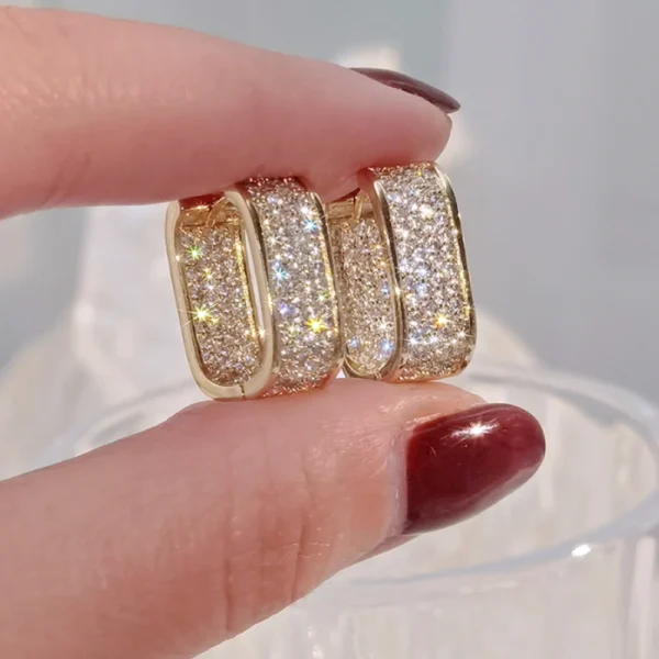 Paved CZ Hoop Earrings - Image 2